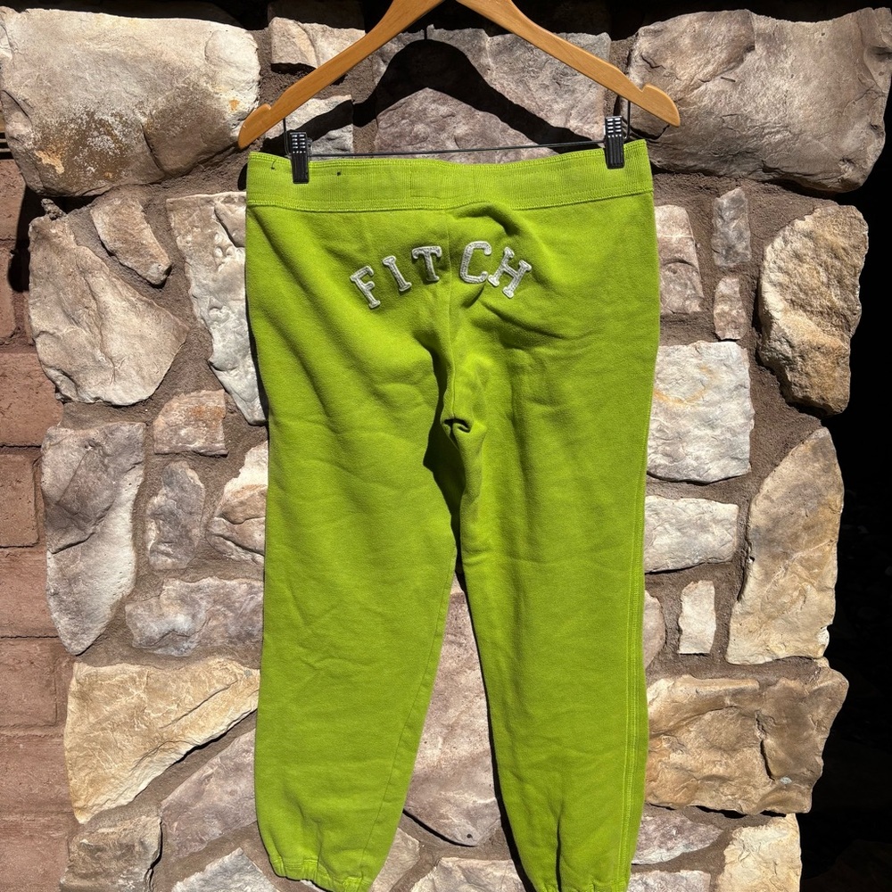 Vintage Abercrombie & Fitch Joggers Green Embroidered Size Medium Y2K - Picture 3 of 6